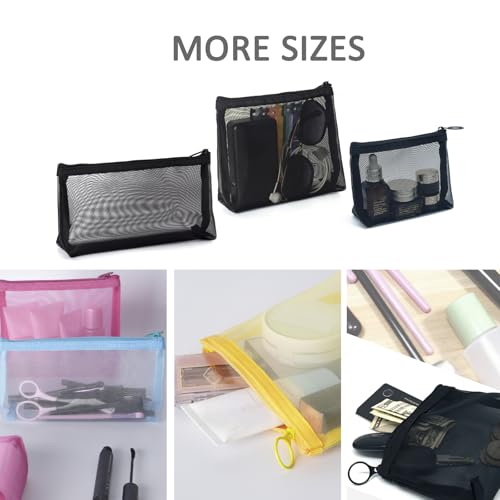 patu Widened Zipper Mesh Bags, Size M, 7" x 5.5" x 2", 5 Pieces, Beauty Makeup Cosmetic Accessories Organizer, Travel Toiletry Kit Set Storage Pouch, Black - size: M, Widened (7" x 5.5" x 2", 5 pcs)