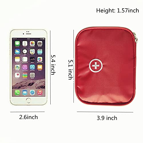 Portable Empty First Aid Bag, Mini Travel Medicine Pouch Double Zippers Handy Pills Pocket for Travel Home, Red - color: Red