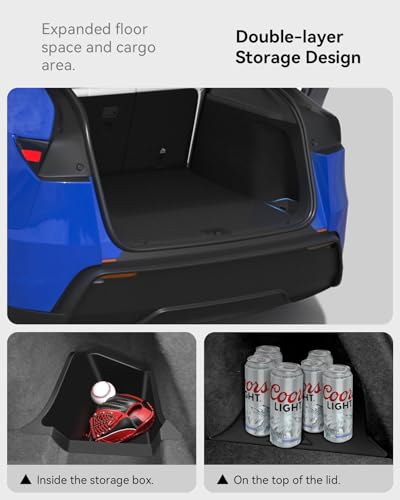 for Tesla Model Y Juniper Accessories (2025-2026) Trunk Storage Bins,Rear Trunk Organizer TPE Waterproof Trunk Storage Bins Side Box with Lids for Tesla Interior Accessories - style: New Model Y Juniper