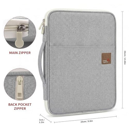 Document A4 Bag Case Waterproof Organizer Portfolio Office Travel Zipper Multi-Function Pouch - color: 01-grey
