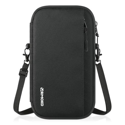 MoKo Family Passport Holder for 8, RFID Blocking Passport Wallet with Airtag Hole & Shoulder Strap, Travel Documents Organizer, Holiday Essentials Travel Wallet for Tickets, Cards, Cash, Keys, Black