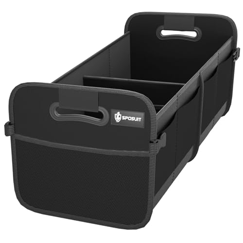Sposuit Trunk Organizer for Car - 80L Collapsible Car Storage with 11 Pockets & Reinforced Handles, SUV Trunk Organizers for Grocery Cargo(Black) - color: Black, size: X-Large