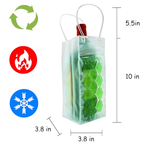 Green Wine Bag Set 2: Ice Wine Bottle Chiller Cooler and Refrigerator for Red, White, Sparkling or Champagne - style: Green Wine Bag