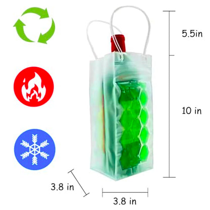 Green Wine Bag Set 2: Ice Wine Bottle Chiller Cooler and Refrigerator for Red, White, Sparkling or Champagne - style: Green Wine Bag