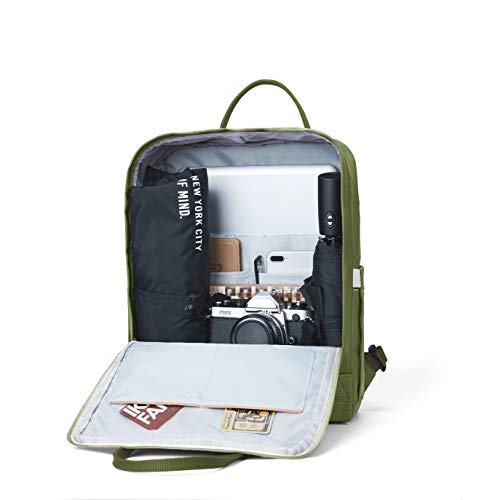 KALIDI Casual Laptop Backpack 15 Inches Classic Camping Rucksack Travel Outdoor Square Daypack College Hiking Gym Bag, Army Green - color: Army Green