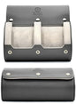 2 Watch Roll Travel Case for Men - Double Watch Case - Slate Grey/Ivory White Vegan Leather - color: Slate Gray/Ivory 2-watch case