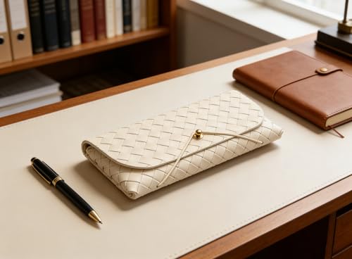 Portable Leather Glasses Case Anti-pressure Glasses Bag Coin Purse Storage Bag Suitable for Men and Women - color: White