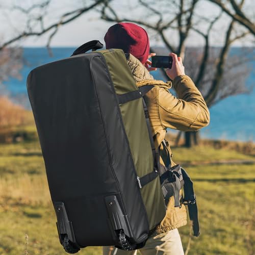 32" Soft-Sided Foldable Wheeled Duffle Bag, 110L Expandable 140L Rolling Travel Bag with Matching Storage Pouch, Updated Army Green - color: Army Green