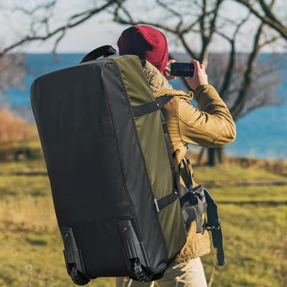 32" Soft-Sided Foldable Wheeled Duffle Bag, 110L Expandable 140L Rolling Travel Bag with Matching Storage Pouch, Updated Army Green - color: Army Green