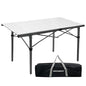 29.9" Tall Folding Camping Table for 2-6 Person, 54.7" Large Aluminum Foldable Roll-up Table Outdoor with Carry Bag for Picnic, Camp, Sturdy, Backyard, Patio - color: Silver