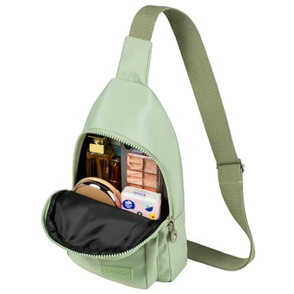 Banelu Small Sling Backpack Crossbody Bags for Women Men, Small Sling Bag Cross Body Bag Fanny Packs Crossbody Purses - Lights Green - color: D Light Green