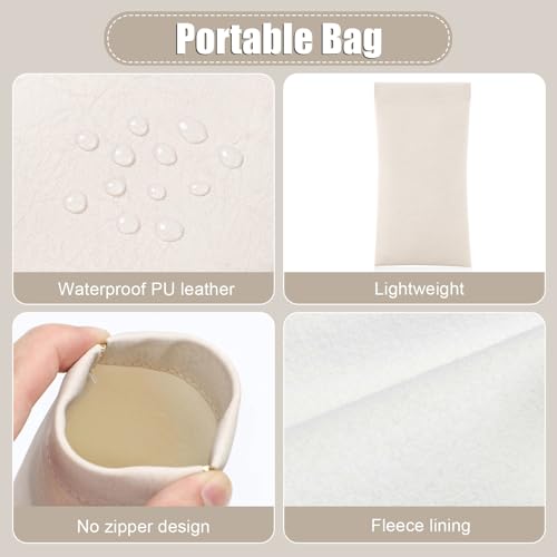 Sightor Sunglass Case, 2 Pcs Soft Eyeglass Cases for Women Portable Squeeze Top Leather Glasses Pouch - color: Black, Beige