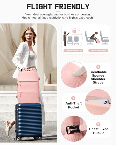 wepadre Vacuum Backpack Travel with Pump Travel Backpack with Vacuum System Expandable Vacpack Compression Backpacks for Travel Easy Vac Pack Carry on Luggage - color: Pink