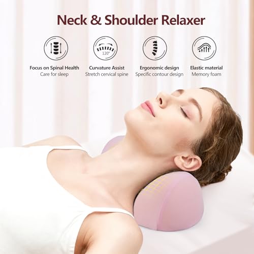 ComfortLife Small Neck Stretcher Pillow for Pain Relief, Medium Soft Cervical Traction Device Neck Mild Support Pillow Foam Cervical Neck Pillow for Tension Muscle Relax Relief (Pink) - color: Pink
