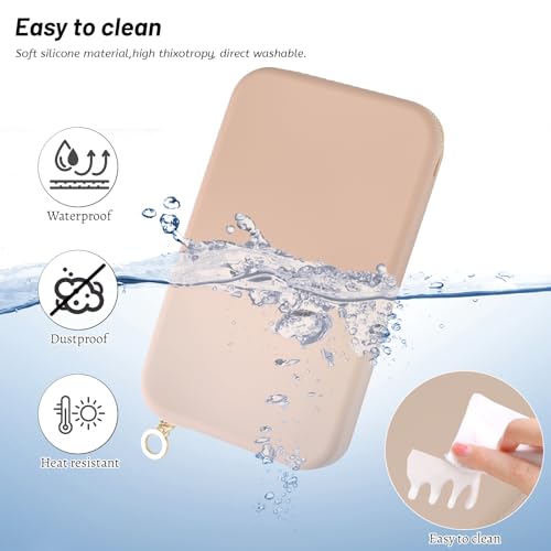 Sakolla Travel Zipper Makeup Brushes Bag Silicone Large Makeup Brush Holder Women Pouch Case for Daily, Work, Essentials（Khaki） - color: Large-Khaki