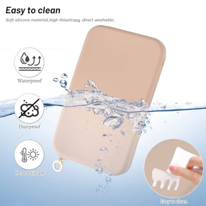 Sakolla Travel Zipper Makeup Brushes Bag Silicone Large Makeup Brush Holder Women Pouch Case for Daily, Work, Essentials（Khaki） - color: Large-Khaki