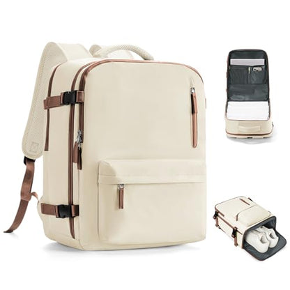 VGCUB Travel Backpack for Women Men for Spirit Airlines Personal Item Bag 18x14x8 Inches Laptop College Backpack,Waterproof Carry on Flight Approved Work Backpack Mochila de Viaje,Large Beige brown - color: Beige Brown, style: X-large