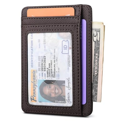 Buffway Slim Minimalist Front Pocket RFID Blocking Leather Wallets for Men and Women - Galaxy Coffee - color: Galaxy Coffee