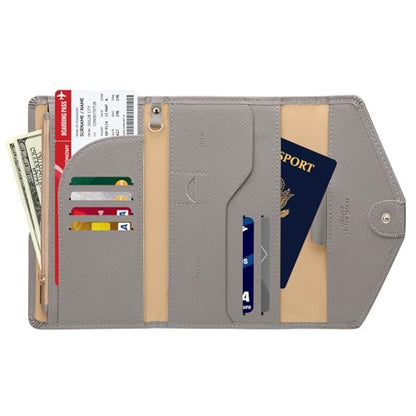 ZOPPEN Mulit-purpose Rfid Blocking Passport Holder Travel Wallet (Ver.4) Passport and Vaccine Card Holder ComboTri-fold Document Organizer Travel Essentials - color: #13 Gray