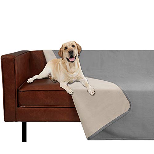 Ameritex Pet Bed Blanket Reversible 100% Waterproof Velvet Super Soft for Sofa and Bed (40x60 Inches, Light Grey+Beige) - color: Light Grey+beige, size: 40x60 Inches
