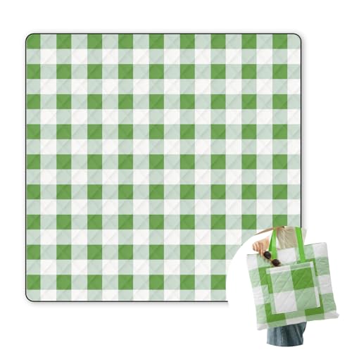 2 in 1 Tote Picnic Blanket Waterproof Outdoor Camping Mat,Large Capacity Beach Blanket 80''x80'' 7 Layers Easy to Foldable and Carry. - color: Greencheck