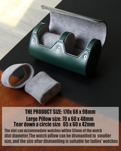 Watch Roll Travel Case for Men and Women with Suede Lining Portable 2 Slot Watch Display Storage and Organizer to Holder Large Watch(2 slot green) - color: 2 slot green