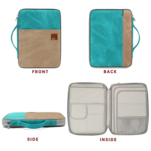 Lanola A4 Document Bags Portfolio Waterproof Business File Holder Travel Gear Organizer Electronics Accessories Bag - color: Green and Khaki