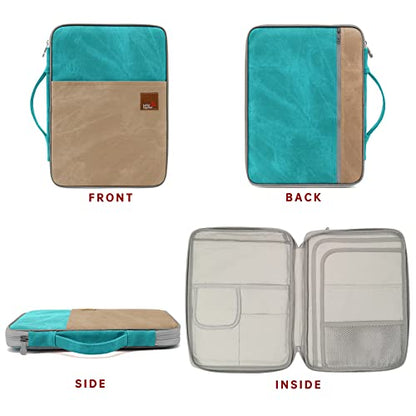 Lanola A4 Document Bags Portfolio Waterproof Business File Holder Travel Gear Organizer Electronics Accessories Bag - color: Green and Khaki