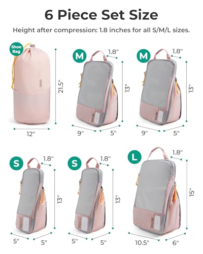 BAGSMART 6 Set /4 Set/2 Set Compression Packing Cubes for Travel, Lightweight Luggage Organizer Bags, Durable Space Saver Bags Travel Essentials - color: Olive Green-6 PCS, size: Set of 6