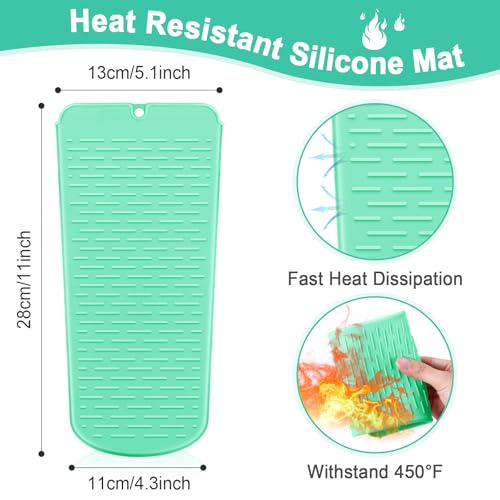 Shappy 2 Pcs Heat Resistant Hair Tools Bag Curling Iron Travel Case Cover Neoprene Flat Iron Holder Travel Case and Silicone Mat Pouch for Hot Hair Tools Storage Organizer(Cactus Style) - style: Cactus Style