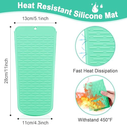 Shappy 2 Pcs Heat Resistant Hair Tools Bag Curling Iron Travel Case Cover Neoprene Flat Iron Holder Travel Case and Silicone Mat Pouch for Hot Hair Tools Storage Organizer(Cactus Style) - style: Cactus Style