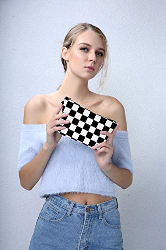 Deanfun Cosmetic Bag for Women, Black White Lattice Waterproof Makeup Bags Roomy Toiletry Pouch Travel Accessories Gifts (51782) - color: 51782