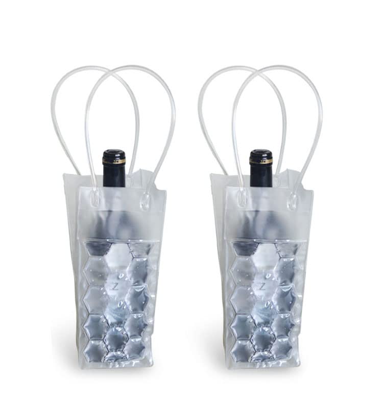 Ice Wine Bag, Wine Chiller, Wine Cooler Refrigerator, Wine Fridge, Wine Bottle Chiller Cooler for Red White Champagne or Sparkling. Gel Cooling Holder Freestanding Carrier Chilling. Set 2 - style: Clear Wine Bag