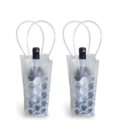 Ice Wine Bag, Wine Chiller, Wine Cooler Refrigerator, Wine Fridge, Wine Bottle Chiller Cooler for Red White Champagne or Sparkling. Gel Cooling Holder Freestanding Carrier Chilling. Set 2 - style: Clear Wine Bag