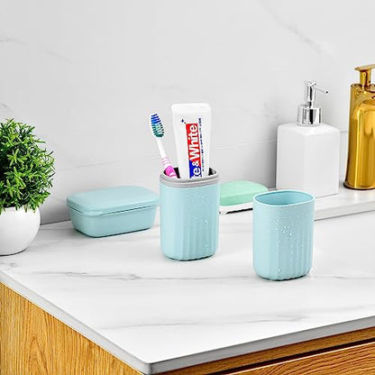 VITVITI Toothbrush Travel Case, Portable Travel Soap Container Leakproof Dish Tray, 7.88 inch Toothpaste Toothbrush Holders with Cover for Trip/Bathroom/Camping(Blue) - color: Blue