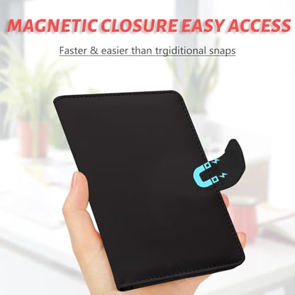 Passport Holder, Travel Wallet Cover with Pen Loop | Cute RFID Blocking Leather Case with Magnetic Closure for Travel Essentials-Black - color: S-Black