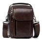 Augus Leather Small Messenger Bag For Men Crossbody Handbag Shoulder Sling Travel Bags for Men Purse Daypack Magnetic Buckle - color: Coffee