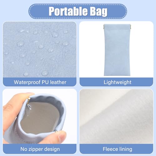 Sightor Sunglass Case, 2 Pcs Soft Eyeglass Cases for Women Portable Squeeze Top Leather Glasses Pouch - color: Rose, Blue