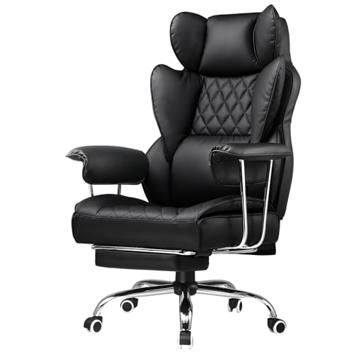 GTPLAYER Gaming Chair,Office Chair with Pocket Spring Lumbar Support, Ergonomic Comfortable Wide Office Desk Computer Chair with Outward Fixed Soft Armrests and Footrest (PU Leather, Black) - color: Black
