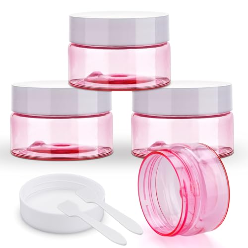 Cosywell Travel Jars Containers Plastic Cream Jars TSA Approved 1oz 4 Pieces Refillable Cosmetic Containers Leak-proof Travel Size Containers with Lid for Lotion Makeup Cosmetics (Pink) - color: F-1oz Pink