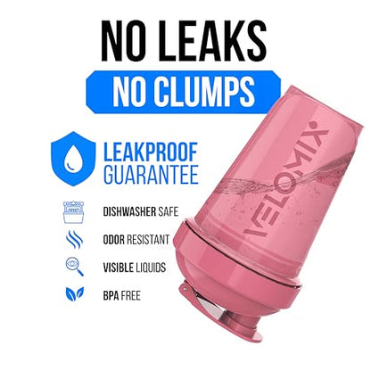 VELOMIX -2 Pack- 20 oz Protein Shaker Bottles for Protein Mixes - 2x Wire Whisk | Leak Proof Shaker Cups for Protein Shakes and Pre Workout | Protein Shaker Bottle Pack (A4) Pink/Turquoise - color: A4) Pink / Turquoise