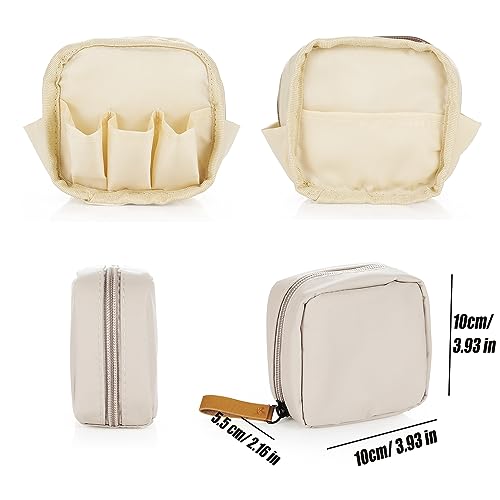Hekyip Mini Cosmetic Bag, Travel Makeup Pouch, Portable Waterproof Cosmetic Pouch for Girls Women, Mini (Mini Beige) - color: Mini Beige