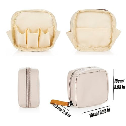 Hekyip Mini Cosmetic Bag, Travel Makeup Pouch, Portable Waterproof Cosmetic Pouch for Girls Women, Mini (Mini Beige) - color: Mini Beige