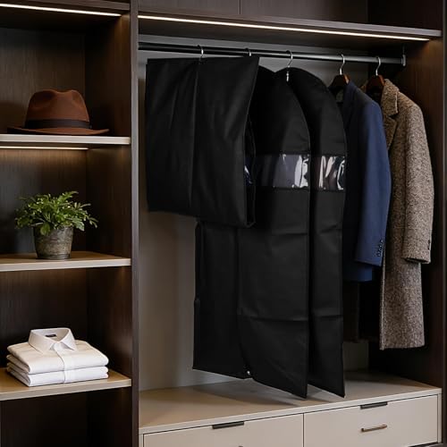 Lzerking Premium Garment Bag 8-Pack, 43 Inch Garment Bags for Hanging Clothes, Suit Bags for Travel with Clear Window, Sweater, Coat & Suit Storage