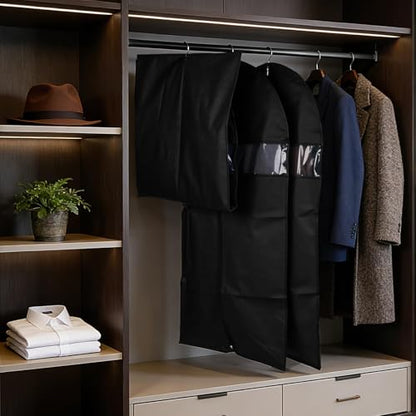 Lzerking Premium Garment Bag 8-Pack, 43 Inch Garment Bags for Hanging Clothes, Suit Bags for Travel with Clear Window, Sweater, Coat & Suit Storage