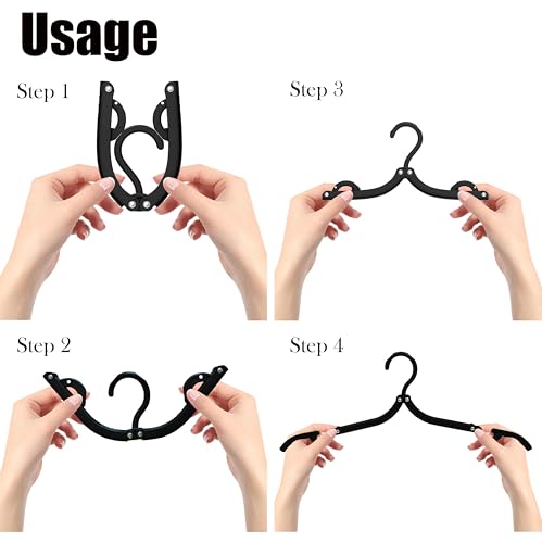 Foldable Travel Hangers Portable Plastic Folding Clothes Hangers Travel Accessories Drying Rack Folding Hangers for Traveling Camping RV Cruises Dormitory School Hotel (30, Black)