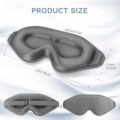FlyCoco 99% Fully Block Out Light Eye Sleep Mask, 3D Deep Contoured Eyes Cover Zero Pressure, Long Lash Extension Eyes Mask with Adjustable Straps for Sleeping Travel Home Nap Rest Women Men (Grey) - color: Grey