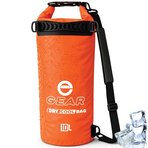 Enthusiast Gear Insulated Dry Bag Floating Cooler – 10L / 15L / 25L Roll Top, Leak Proof, Waterproof, Collapsible, with Padded Shoulder Strap - Perfect for Kayaking Fishing Beach - color: Orange, size: 10 Liter