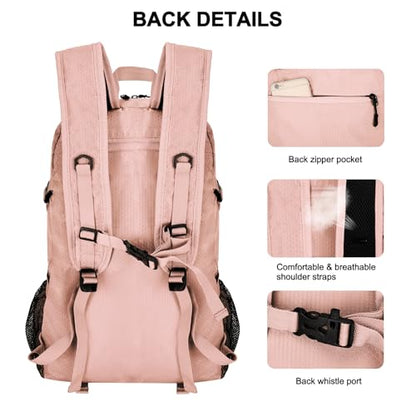 Goloni 45L Hiking Backpack Lightweight Foldable, Waterproof Camping Backpack with Rain Cover & Hiking Pole Mat Carrying System, Ergonomic Water Resistant Daypack for Trekking Travel Men Women Pink - color: Pink