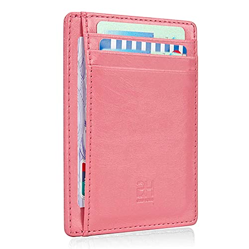 GH GOLD HORSE Slim RFID Blocking Card Holder Minimalist Leather Front Pocket Wallet for Women | Slim - color: Oil Wax Rose Gold